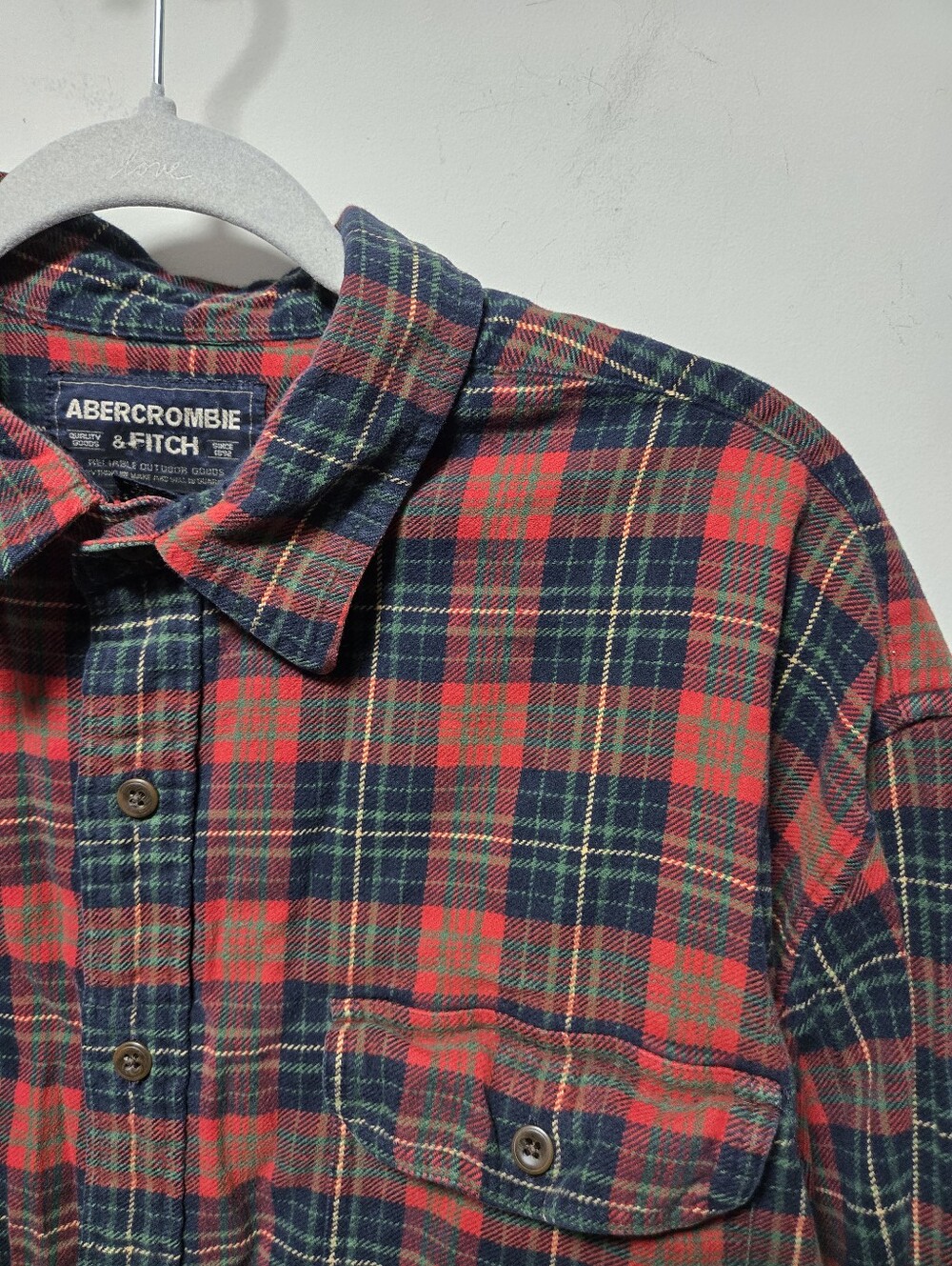 Abercrombie & Fitch Red Plaid Long Sleeve Button-down Shirt Size XL Cotton Prep